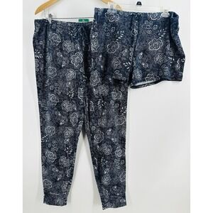 2 NWT Women's Lucky Brand Sleepwear Pajama Bottoms Long Short Blue Floral AA23